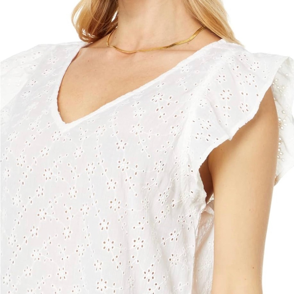 NWT dylan by True Grit black eyelet flutter sleeve top.